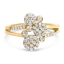 14K Rose Gold Plated .925 Sterling Silver 1/2 Cttw Diamond Scatter Composite Bypass Ring (I-J Color, I1-I2 Clarity) - Size 7-6