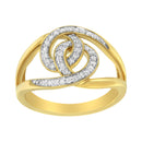 14K Yellow Gold Plated .925 Sterling Silver 1/4 Cttw Diamond Interlocking Loop Open Shank Bypass Ring (I-J Color, I1-I2 Clarity) - Size 7-7