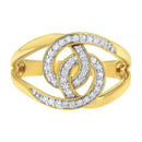 14K Yellow Gold Plated .925 Sterling Silver 1/4 Cttw Diamond Interlocking Loop Open Shank Bypass Ring (I-J Color, I1-I2 Clarity) - Size 7-8