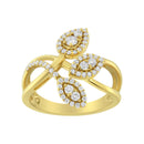 10K Yellow Gold 1/2 Cttw Round-Cut Diamond Layered Crossover Triple Leaf Bypass Ring (I-J Color, I1-I2 Clarity) - Size 7-7