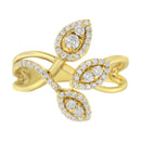 10K Yellow Gold 1/2 Cttw Round-Cut Diamond Layered Crossover Triple Leaf Bypass Ring (I-J Color, I1-I2 Clarity) - Size 7-8