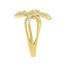 10K Yellow Gold 1/2 Cttw Round-Cut Diamond Layered Crossover Triple Leaf Bypass Ring (I-J Color, I1-I2 Clarity) - Size 7-10