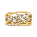 10K Yellow Gold 1/2 Cttw Round-Cut Multi Row Diamond Split Shank Cocktail Ring (H-I Color, SI2-I1 Clarity) - Size 7-7