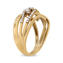 10K Yellow Gold 1/2 Cttw Round-Cut Multi Row Diamond Split Shank Cocktail Ring (H-I Color, SI2-I1 Clarity) - Size 7-8