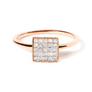 10K Rose Gold 1/3 Cttw Invisible Set Princess Cut Diamond Composite Square Shape Ring for Women (H-I color, I1-I2 clarity) - Size 7-6