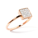 10K Rose Gold 1/3 Cttw Invisible Set Princess Cut Diamond Composite Square Shape Ring for Women (H-I color, I1-I2 clarity) - Size 7-8
