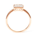 10K Rose Gold 1/3 Cttw Invisible Set Princess Cut Diamond Composite Square Shape Ring for Women (H-I color, I1-I2 clarity) - Size 7-9