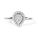10K White Gold 3/8 Cttw Round-Cut Lab Grown Diamond Cluster Pear Promise Ring (G-H Color, VS2-SI1 Clarity) - Size 7-7