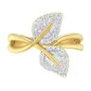 10K Yellow Gold 3/8 Cttw Round and Baguette-Cut Diamond Leaf Cocktail Ring - Size 7 (I-J Color, I1-I2 Clarity)-8