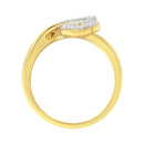 10K Yellow Gold 3/8 Cttw Round and Baguette-Cut Diamond Leaf Cocktail Ring - Size 7 (I-J Color, I1-I2 Clarity)-9
