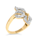 10k Yellow and White Gold 1/2 Cttw Baguette and Round Diamond Bypass Triple Leaf Ring (I-J Color, I1-I2 Clarity) - Size 7-6
