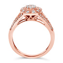 14K Rose Gold Plated .925 Sterling Silver 1/2 Cttw Pave Diamond Halo Cluster Split Shank Cocktail Ring (I-J Color, I1-I2 Clarity) - Size 6-8