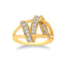 14K Yellow Gold Plated .925 Sterling Silver 1/4 Cttw Diamond Interlocking Bypass Ring (I-J Color, I1-I2 Clarity) - Size 7-7