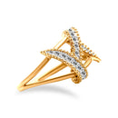 14K Yellow Gold Plated .925 Sterling Silver 1/4 Cttw Diamond Interlocking Bypass Ring (I-J Color, I1-I2 Clarity) - Size 7-8