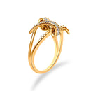 14K Yellow Gold Plated .925 Sterling Silver 1/4 Cttw Diamond Interlocking Bypass Ring (I-J Color, I1-I2 Clarity) - Size 7-9