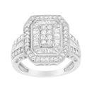 .925 Sterling Silver Round and Baguette Diamond Cathedral Ring (0.75 Cttw, H-I Color, I2-I3 Clarity) - Size 7-8