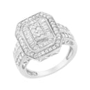 .925 Sterling Silver Round and Baguette Diamond Cathedral Ring (0.75 Cttw, H-I Color, I2-I3 Clarity) - Size 7-9