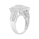 .925 Sterling Silver Round and Baguette Diamond Cathedral Ring (0.75 Cttw, H-I Color, I2-I3 Clarity) - Size 7-11