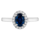10K White Gold 1/5 Cttw Round Diamond and Prong Set 7MM Created Blue Sapphire Halo Cocktail Ring (H-I Color, I1-I2 Clarity) - Size 7-7
