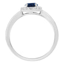10K White Gold 1/5 Cttw Round Diamond and Prong Set 7MM Created Blue Sapphire Halo Cocktail Ring (H-I Color, I1-I2 Clarity) - Size 7-9