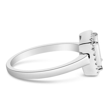 .925 Sterling Silver 1/5 Cttw Invisible Set Princess Cut Diamond Promise Ring with Beaded Halo (H-I Color, I1-I2 Clarity) - Ring Size 7 - 0