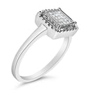 .925 Sterling Silver 1/5 Cttw Invisible Set Princess Cut Diamond Promise Ring with Beaded Halo (H-I Color, I1-I2 Clarity) - Ring Size 7-3