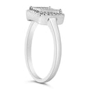 .925 Sterling Silver 1/5 Cttw Invisible Set Princess Cut Diamond Promise Ring with Beaded Halo (H-I Color, I1-I2 Clarity) - Ring Size 7-4