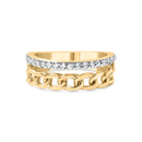 10K Yellow Gold 1/5 Cttw Diamond Cuban Link Ring Band (I-J Color, I2-I3 Clarity) - Size 7-1