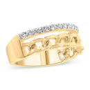 10K Yellow Gold 1/5 Cttw Diamond Cuban Link Ring Band (I-J Color, I2-I3 Clarity) - Size 7-3
