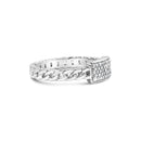 .925 Sterling Silver 1/5 Cttw Diamond ID and Cuban Link Band Ring (I-J Color, I2-I3 Clarity) - Ring Size 6-6