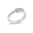 .925 Sterling Silver 1/5 Cttw Diamond ID and Cuban Link Band Ring (I-J Color, I2-I3 Clarity) - Ring Size 6-7
