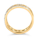 10K Yellow Gold 1/5 Cttw Diamond Two Row Cuban Link Ring (I-J Color, I2-I3 Clarity) - Size 7-5