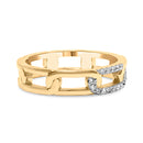 10K Yellow Gold Diamond Accent Paperclip Band Ring (I-J Color, I2-I3 Clarity) - Size 7-2