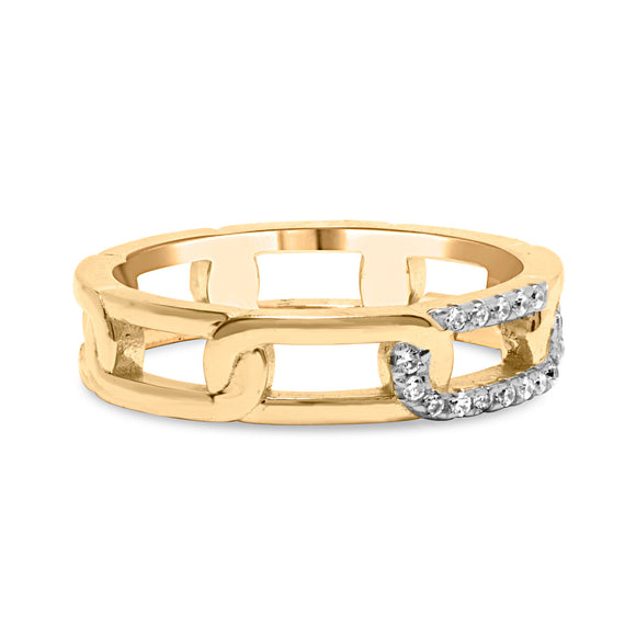 10K Yellow Gold Diamond Accent Paperclip Band Ring (I-J Color, I2-I3 Clarity) - Size 7