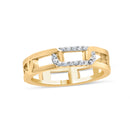 10K Yellow Gold Diamond Accent Paperclip Band Ring (I-J Color, I2-I3 Clarity) - Size 7-3