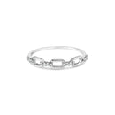 .925 Sterling Silver Diamond Accent Paperclip Band Ring (I-J Color, I2-I3 Clarity) - Ring Size 6-6