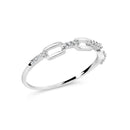 .925 Sterling Silver Diamond Accent Paperclip Band Ring (I-J Color, I2-I3 Clarity) - Ring Size 6-8