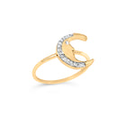 10K Yellow Gold 1/10 Cttw Diamond Crescent Moon Ring (I-J Color, I1-I2 Clarity) - Ring Size 6-8