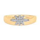 18K Yellow Gold 1/10 Cttw Diamond Star Burst Inlay Ring-1