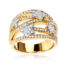 18K Yellow Gold Plated .925 Sterling Silver 3/4 Cttw Diamond Star and Galaxy Ring Band-3