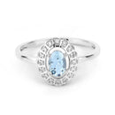 0.44 Carat Genuine Aquamarine and White Diamond 14K White Gold Ring-3
