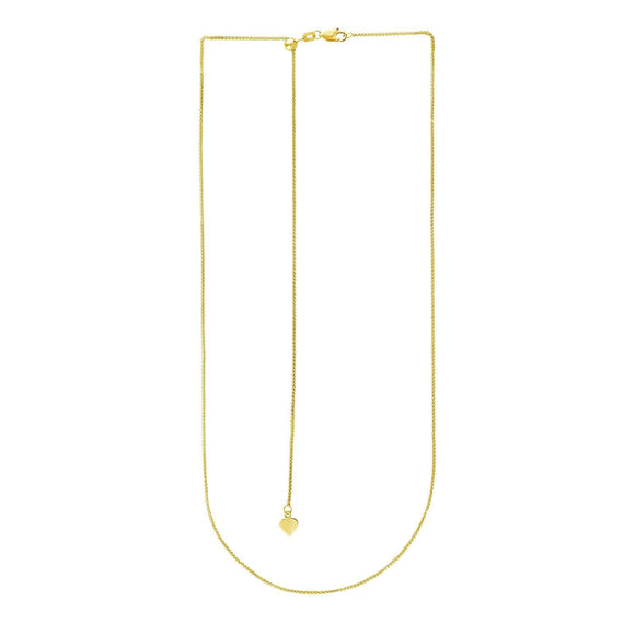 14k Yellow Gold Adjustable Wheat Chain 1.0mm