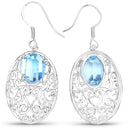 10.72 Carat Genuine Blue Topaz .925 Sterling Silver Earrings-3