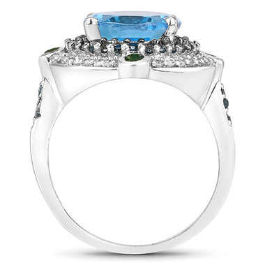 5.84 Carat Genuine Multi Stones .925 Sterling Silver Ring - 0