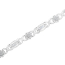 .925 Sterling Silver 1.0 Cttw Round-Cut and Baguette-Cut Diamond X-Link Bracelet (I-J Color, I1-I2 Clarity) - 7"-4