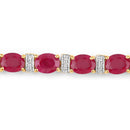 7.76 Carat Genuine Ruby and White Diamond 14K Yellow Gold Bracelet-2