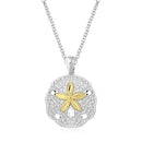 Designer Sterling Silver and 14k Yellow Gold Sand Dollar Pendant-4