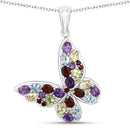 3.80 Carat Genuine Multi Stones .925 Sterling Silver Pendant-1