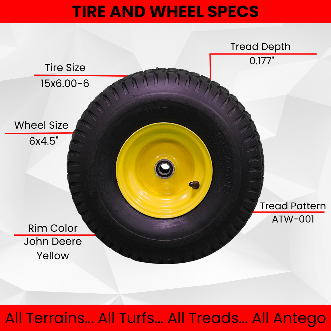 15x6.00-6 Tires & Wheels 4 Ply for Lawn & Garden Mower Turf Tires .75" Bearing (Set of 2).