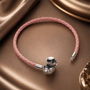 925 Sterling Silver Pavé Setting CZ Bracelet with Genuine Leather for Women-2